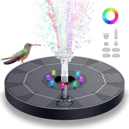 3w Solar Fountain 7 Colors Led Light Floating Water Garden Waterfall Fountain Outdoor Pool Pond Bird Bath Solar Powered Fountain