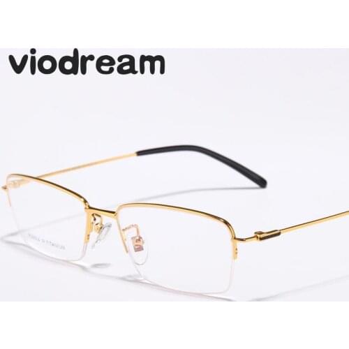 Viodream Ultra Light Business Pure Titanium Half Glasses Frames Men Myopia Prescription Eyewear Eyeglass Frames Oculos De Grau