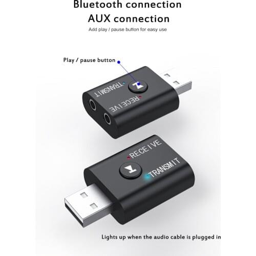 USB Bluetooth 5.0 Transmitter Receiver Mini Wireless Adapter Dongle 3.5mm AUX For TV PC Headphones Home Stereo Car HIFI Audio