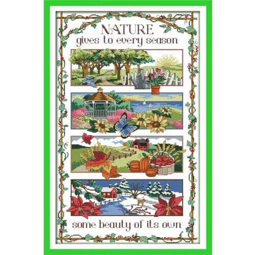 Everlasting Love Four Season Chinese Cross Stitch Kits Ecological Cotton Stamped 11 14CT DIY Gift New Year Decorations For Home