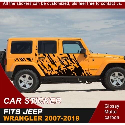 Fit For Jeep Wrangler Rubicon Or Sahara 4 Doors Car Decals Side Body Rear Trunk Mud Styling Graphic Vinyl Decorative Car Sticker