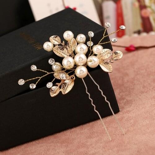 Vintage Wedding Bridal Faux Pearl Flower Hair Pins Bridesmaid Clip Side Combs Bridal Hair Pin