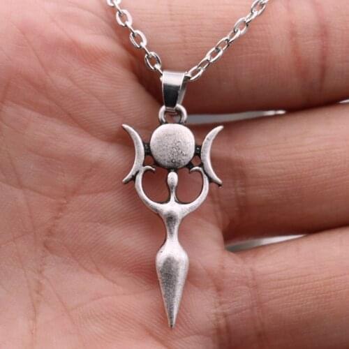Wicca Triple Moon Goddess Pendant Accessories For Women Necklace Pagan Amulet Wiccan Jewelry Dropship Suppliers