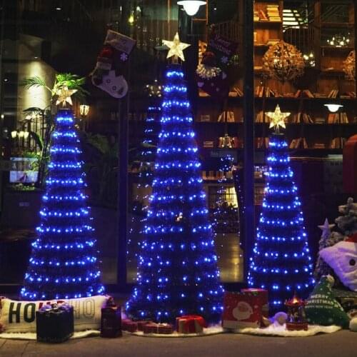 Green PVC Christmas decoration five-pointed star giant Christmas tree with LED string lights RGB remote control