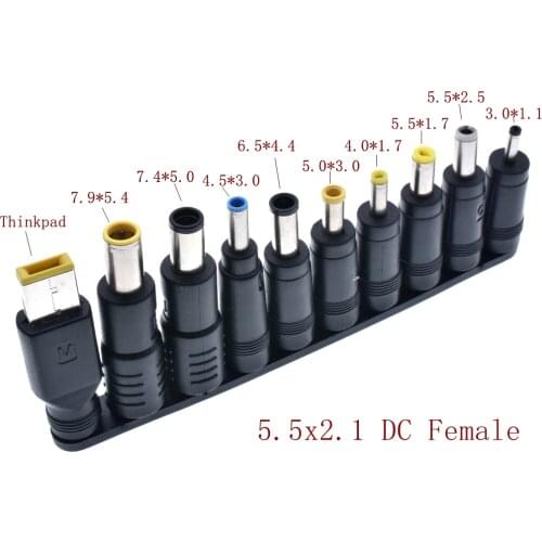 1Set(10Pcs) Universal for Notebook Laptop DC Power Charger Supply Adapter Tips Connector Jack to Plug Charging