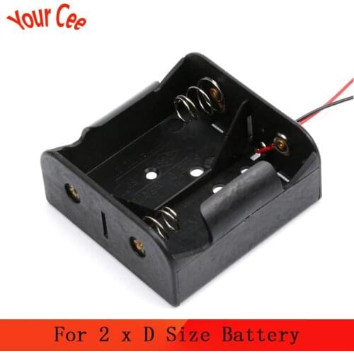 1PCS Wire Leaded Battery Holder Case Box Without Cover For 2 x D Size 3V Batteries