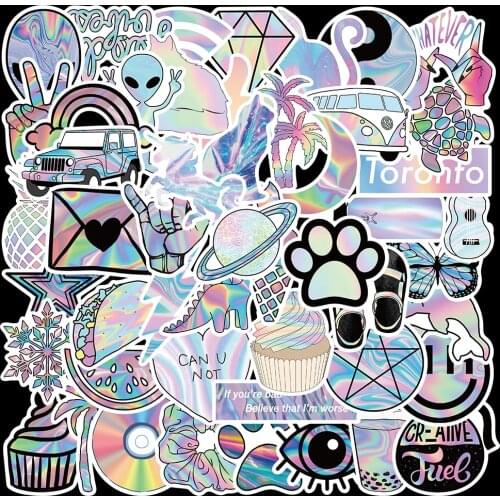 10/50pcs Cartoon VSCO Holographic Laser Graffiti Stickers for Luggage Laptop Skateboard Guitar Car Stickers Waterproof Toy