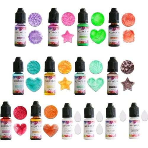 14Color 10ML Alcohol Ink Diffusion Resin Pigment Kit Liquid Colorant Dye Art DIY