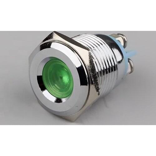 16mm Panel Mounting LED Indicator Light Chrome Plated Brass