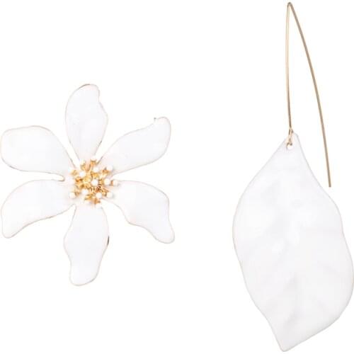 2019 New Design za Fashion white Flower Leaf Earrings Bohemia Handmade Dangle Earrings For Women party jewelry Gift