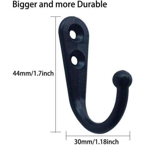 24 Pieces Coat Hooks Wall Mounted Robe Hook Single Coat Hanger No Scratch and 50 Pieces Screws Black