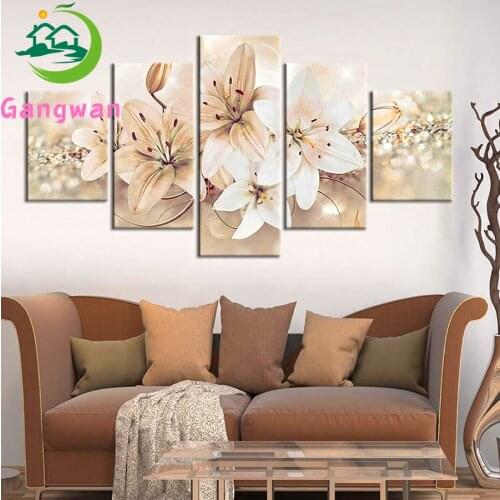 Abstract Lily Flower Picture Full square diamond painting full diamond embroidery 5D round rhinestone mosaic diamond inlaid 5pcs