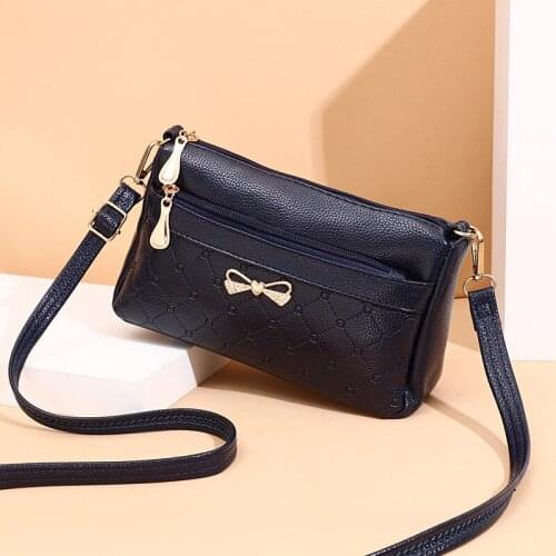 Aliwood New Leather Shoulder Bag Casual Solid Crossbody Bags for Women With Bow Soft Purses and Multifunction Handbags Cartera