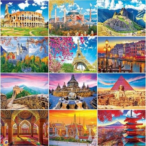Diamond Embroidery Scenic Cross Stitch Diamond Painting Full Square Handicraft Building Picture Of Rhinestones Diamond Mosaic