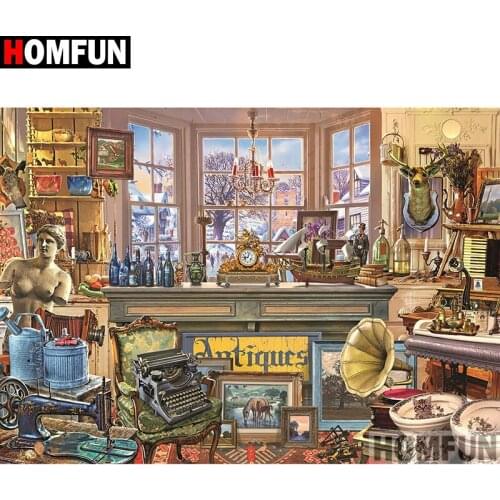 HOMFUN Full Square/Round Drill 5D DIY Diamond Painting "store" Embroidery Cross Stitch 5D Home Decor A08755