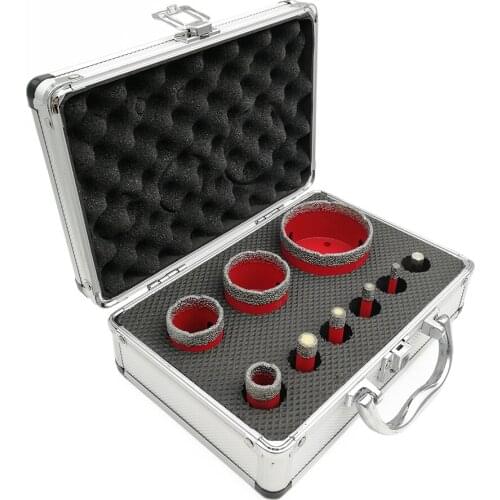 SHDIATOOL 1set/9pcs Vacuum Brazed 6/8/10/12/20/ 35/45/68mm M14 Diamond Drill Core Bits Box Marble Ceramic Hole Saw & Hex Adapter