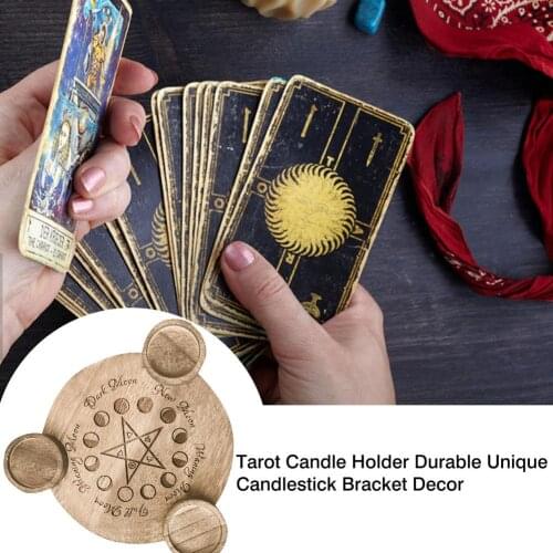 Astrology Pentacle Wooden Candle Holder Altar Plate Divination Magic Candlestick Table Energy Ornaments Tarot Accessories