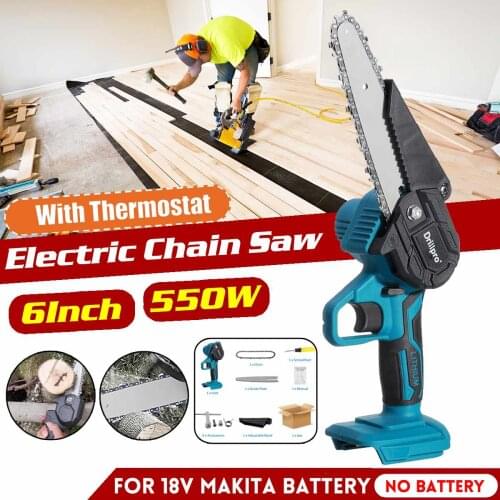 Drillpro 6 Inch Cordless Electric Saw Pruning ChainSaw Garden Tree Logging Trimming Saw For Makiita 18V Battery (Tool Only)