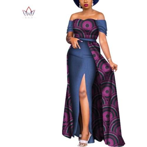 African Clothing For Women Dashiki Off- Shoulder Sexy Dress for Party Bazin Rich Elegant African Wax Print Dresses WY6800