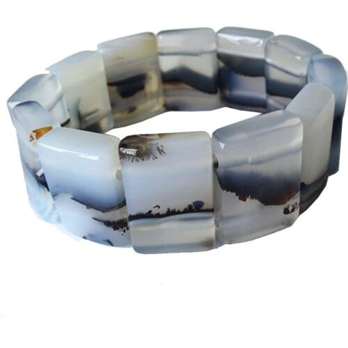 Genuine Natural Aquatic Agate Bracelet Women Men Fashion Jewellery Certified Jades Stone Elastic Beaded Bracelets Bangles Male