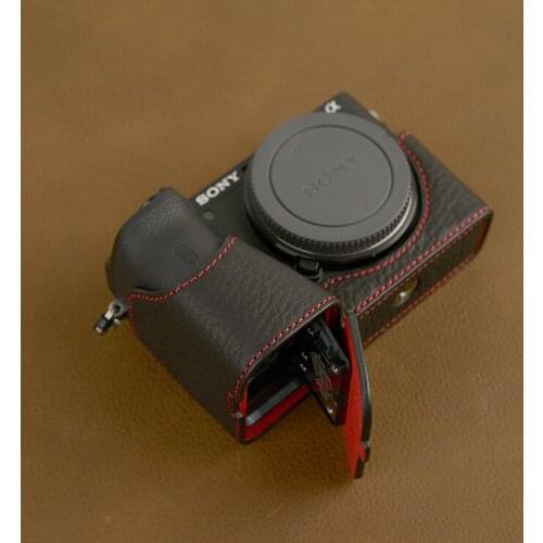 For Sony A6600 Camera Genuine leather cowhide Bag Half Case Protective sleeve box base