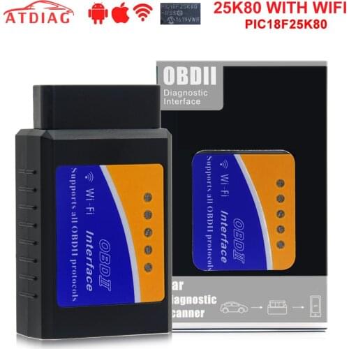 REAL PIC18F25K80 Chip Super OBD2 ELM327 WIFI V1.5 Hardware Works Android/iOS ELM 327 Bluetooth For Android Phone Works Diesel