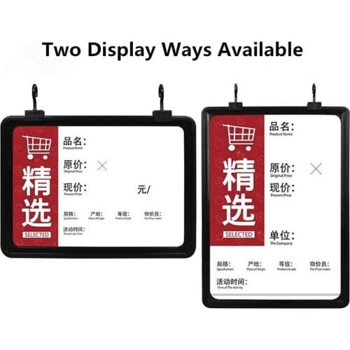 A4 Supermarket Price Label Holder Sign Board With Pop Clip Plastic Sign Holder Display Hanging Frame