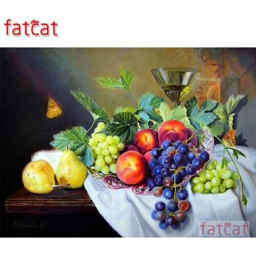 FATCAT Still life fruit grapes 5d diy diamond painting full square round drill diamond embroidery kits wall decoration AE2911