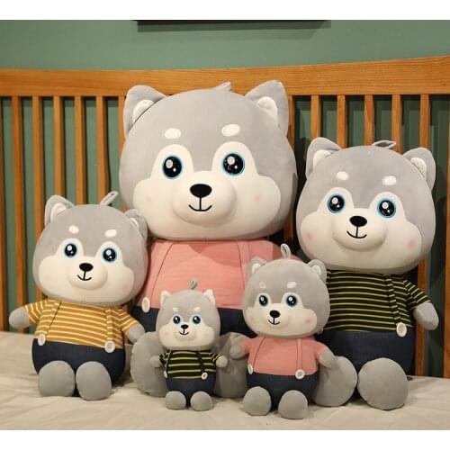 30-100cm Kawaii Soft Stuffed Animal Toy Cute Strap Husky Plush Doll For Kids And Girls Holiday Gifts