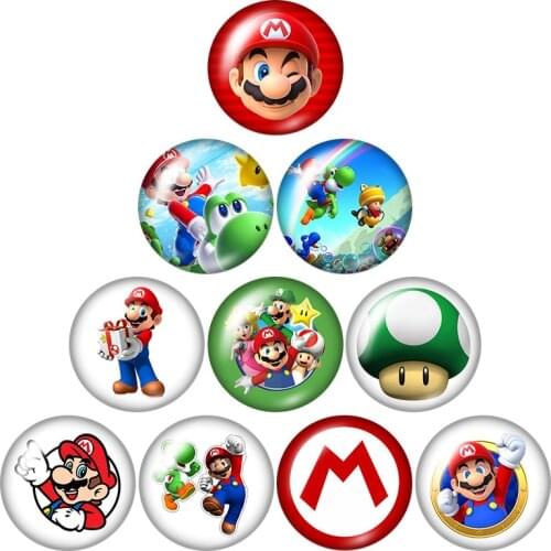 Game Mario Lovely 10pcs 12mm/18mm/20mm/25mm Round photo glass cabochon demo flat back Making findings ZB1195