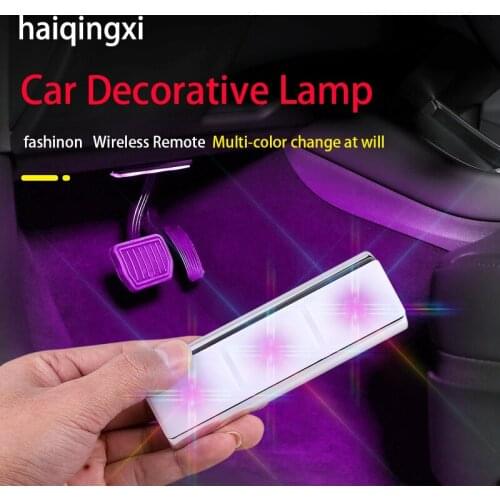 Car Interior Light RGB LED Light Wireless Remote Automotive Car Decorative Lamp Auto Ambient Light Lamp Charging Foot Light