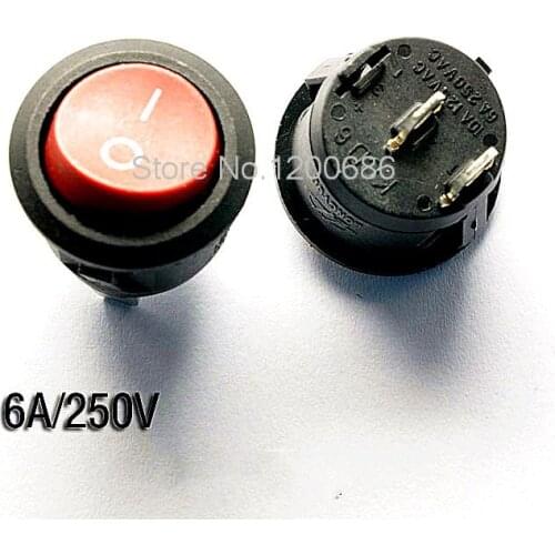 Round type switch KCD1 105 red 2 foot 2 files rocker switch 10A / 125V 6A / 250V