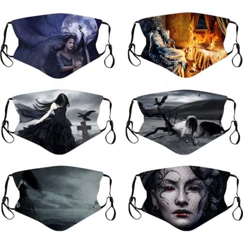 Halloween Dark Series Horror Scary Printing Mask for Face Women Men Adult Unisex Popular Dust-proof Breathable Protection Masks