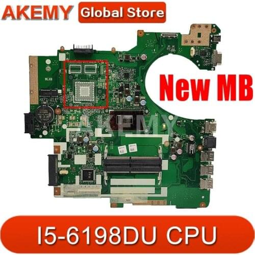 Akemy P553UA Motherboard For ASUS P553UA P553 P553UJ PRO553J Laptop Motherboard I5-6198DU original MainBoard 90NX00R0-R00070