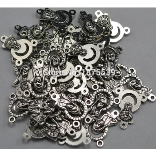 Fashion Madonna three holes rosary center medal zinc alloy connector accessory