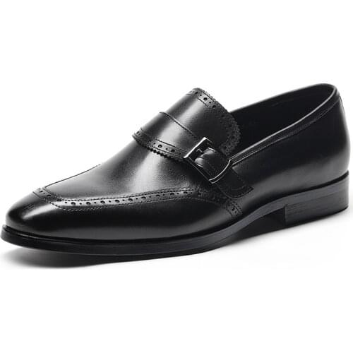 PJCMG New Fashion Handmade Genuine Leather Slip-On Pointed Toe Black/Brown Business Dress Men Oxford Shoes