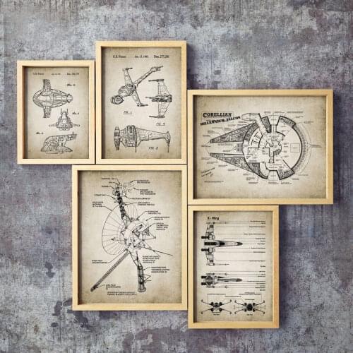 Wall Art Canvas Painting Spaceship Detailed Vintage Nordic Posters And Prints Club Wall Pictures For Living Room Decor