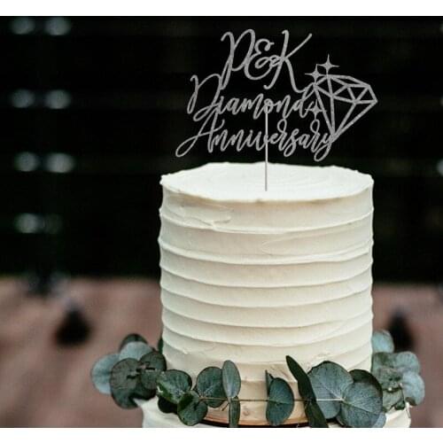 Personalised wedding anniversary cake topper/Diamond anniversary party decor with initials/60th anniversary cake topper Wedding