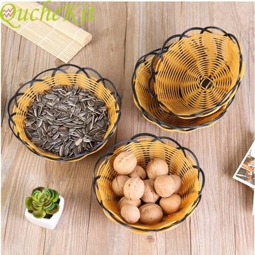 18cm Plastic Hollow Fruit Plate Snack Candy Nut Dessert Tray Multifunction Household Storage Tray Cosmestic Small Storage Basket
