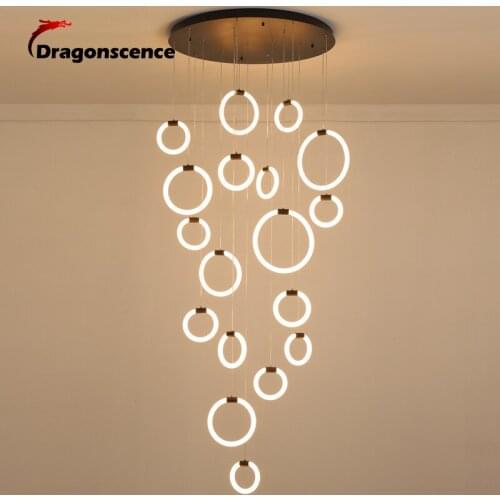 Modern Luxury Ring Pendant Light For Living Room Decoration Interior Ladder Corridor Stairs Decor Large LED Pendant Chandelier