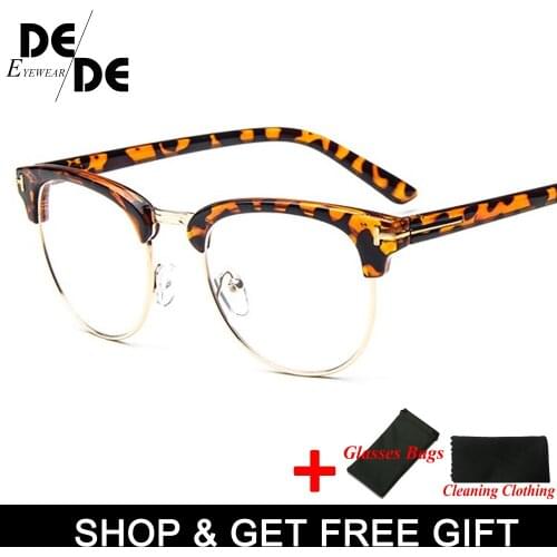 Half Metal Women Glasses Frame Men Eyeglasses Frame Vintage SquareClear Glasses Optical Spectacle Frame spectacles