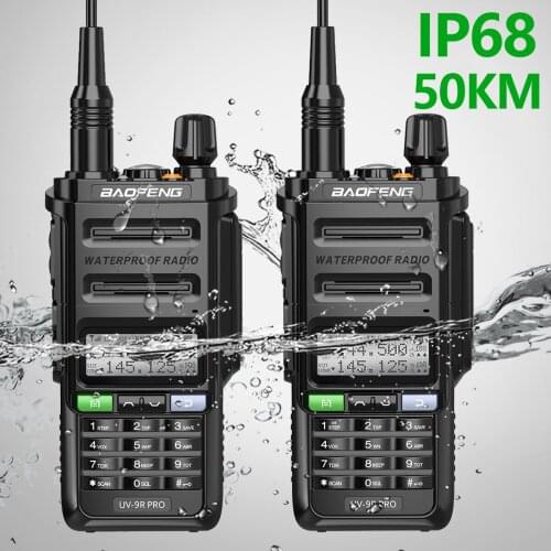 2PCS Walkie Talkies Waterproof Baofeng UV-9R PRO Portable CB Ham Radio Transceiver VHF UHF 2 Way Radio Upgraded Of UV-9R PLUS