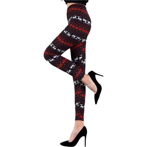 Christmas Warm Pants Elastic Waist Leggings Womens Fall/Winter High Waist Leggings Plus Velvet Pants Зимние теплые штаны