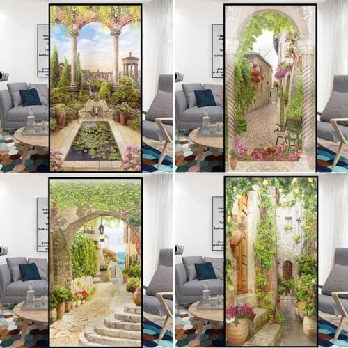 Garden plant pattern with glue frosted glass film garden window bathroom bathroom frosted sticker glass sticker opaque film