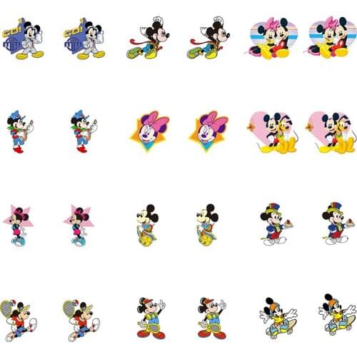 Disney Animation Mickey Mouse Cartoon Various Shapes Epoxy Resin Clip Earrings New Acrylic Earrings Ear Clip Jewelry