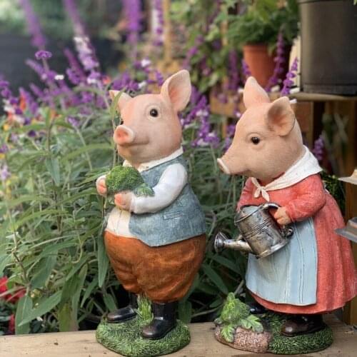Fairy Garden Resin Animal Miniature Figurines Pig Statue Ornaments Outdoor Garden Accessories Desk Decorations Courtyard Crafts