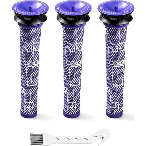 Vacuum Filter Replacement for Dyson V8, V7, Replaces Part 965661-01, 967478-01, 3 Pre Filters with 1 Cleaning Brush