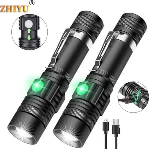 ZHIYU Super Bright LED Flashlight Portable USB Recharge Lantern Zoom 4 modes Torch Stylish Light Outdoor Camping Bicycle Lamp