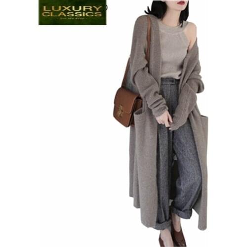 Sweaters Womens 2021 Long Newest Fashion Autumn Plus Size Knitted Female Cardigans Loose Style Ladies Casual Tops LWL528