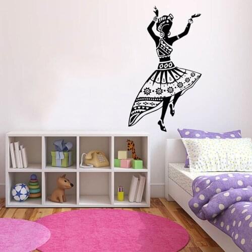 Dance Woman Wall Sticker African Style Door Window Vinyl Decals Girls Bedroom Artist Studio Interior Decor Art Dancer Mural E543